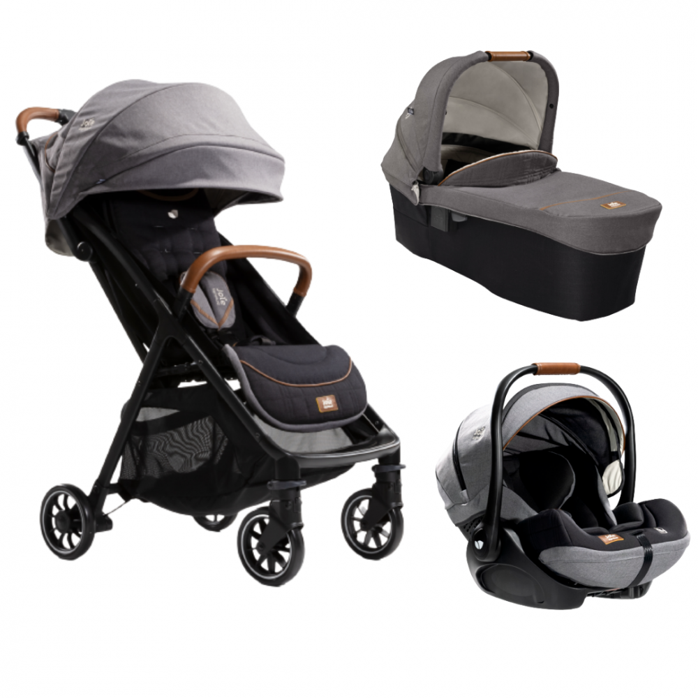 Joie - Carucior pentru copii ultracompact  3 in 1 Parcel Carbon / i-Level Carbon ( Carucior Parcel Carbon + Landou Ramble XL Carbon + Scoica auto i-Level Recline - 85 cm, Carbon)  [1]