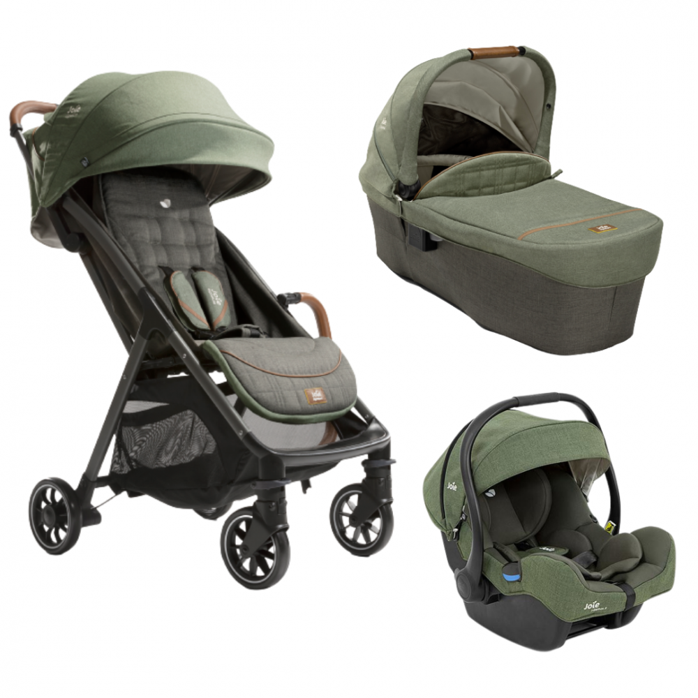 Joie - Carucior pentru copii ultracompact  3 in 1 Parcel Pine / i-Gemm Pine ( Carucior Parcel Pine + Landou Ramble XL Pine + Scoica auto i-Gemm nastere- 85 cm, Pine)  [1]