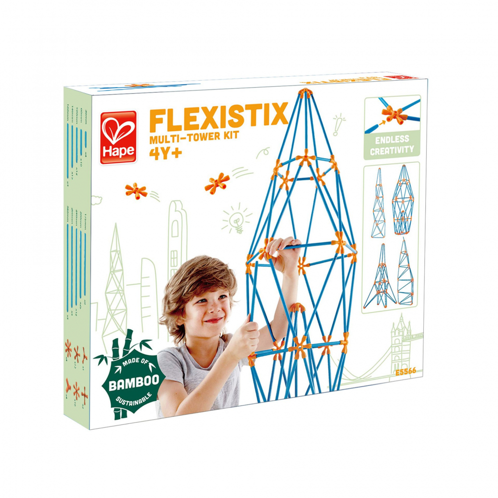 Jucarie din bambus Flexistix - Kit cu mai multe turnuri (132 piese) [3]
