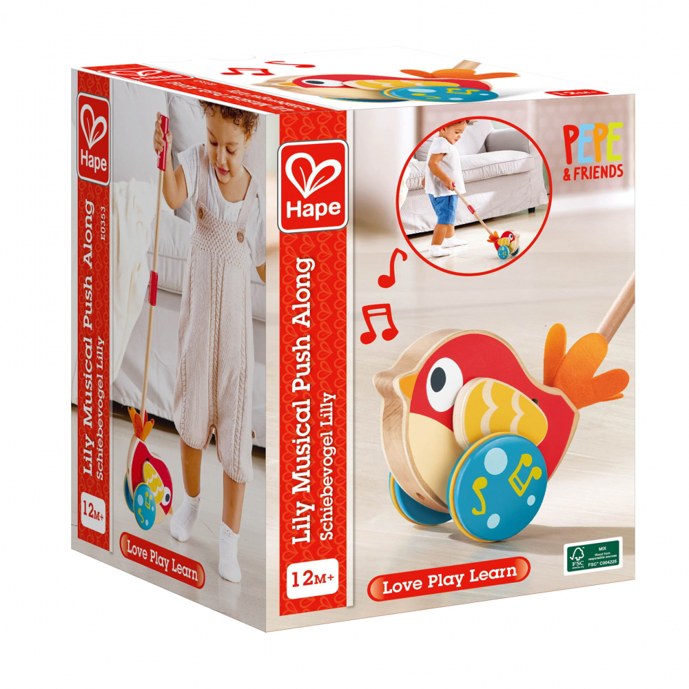 Jucarie din lemn de impins - Pasarea muzicala Lily [4]