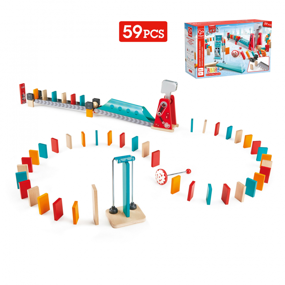 Jucarie din lemn - Domino cu ciocan puternic (59 piese) [3]