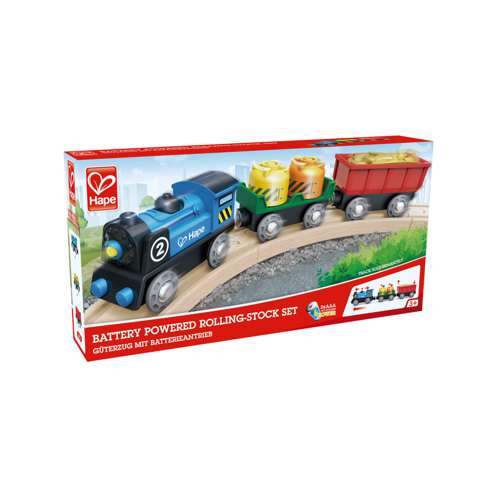 Jucarie din lemn - Locomotiva si vagoane cu baterii [2]