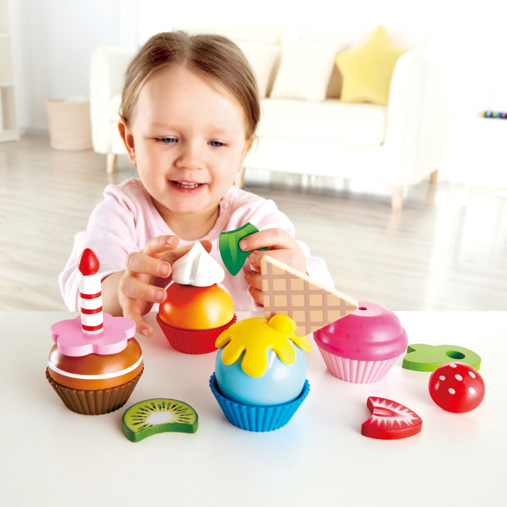 Jucarie din lemn - Prajituri cupcake (18 piese) [4]