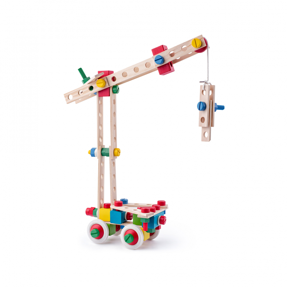 Jucarie din lemn - Set de constructie la galeata (144 piese) [4]
