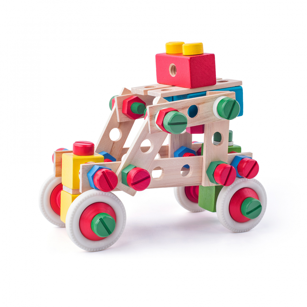 Jucarie din lemn - Set de constructie la galeata (144 piese) [3]