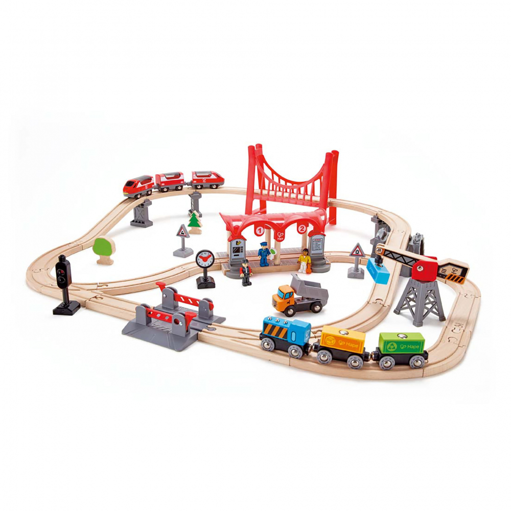 Jucarie din lemn - Set de trenuri urbane (51 piese) [1]