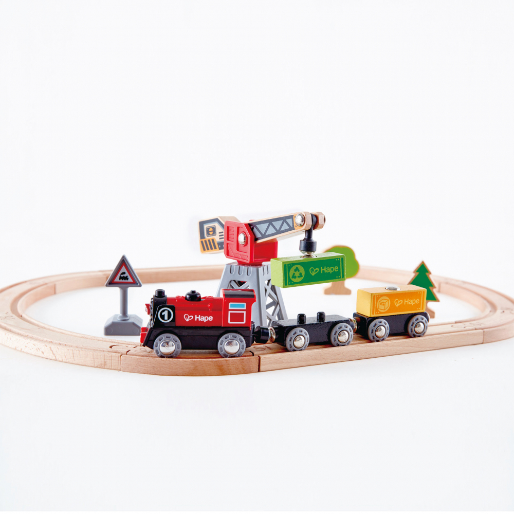 Jucarie din lemn - Set tren livrare marfa (19 piese) [1]