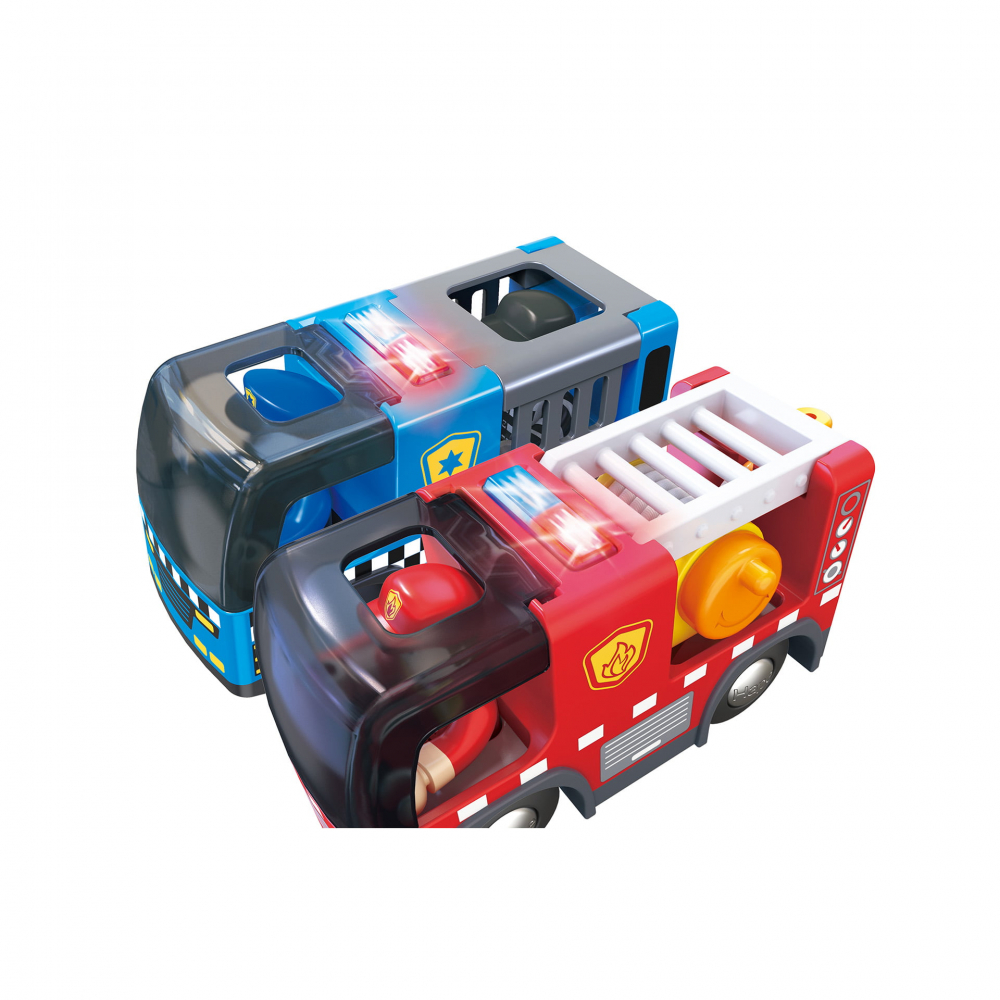 Jucarie din lemn - Set tren si servicii de urgenta (55 piese) [5]