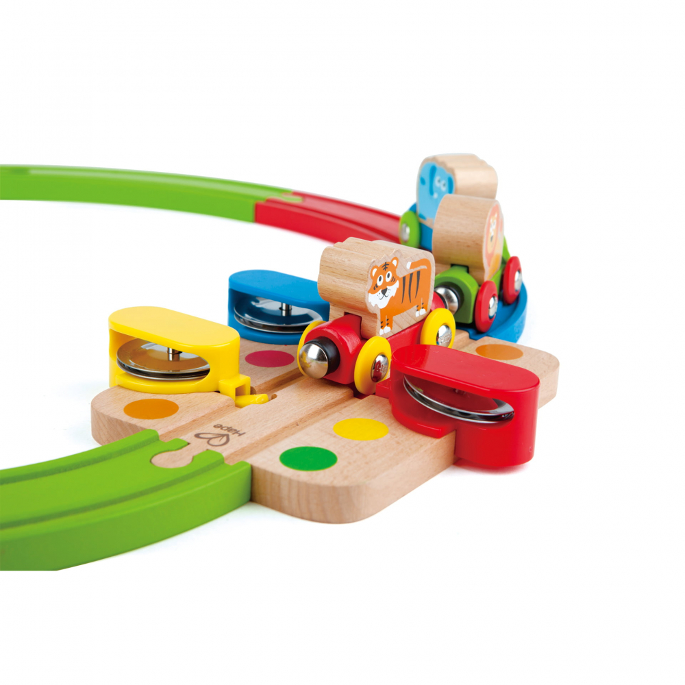 Jucarie din lemn - Sina de tren curcubeu cu puzzle (30 piese) [3]