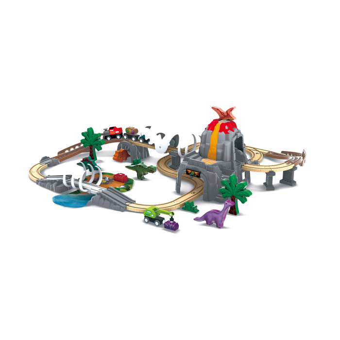 Jucarie din lemn - Tren de jucarie aventură Dino (61 piese) [1]