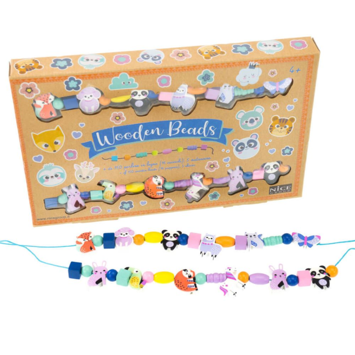 Kit creativ DIY - coliere și brățări cu mărgele din lemn – 12 animale de pădure [1]