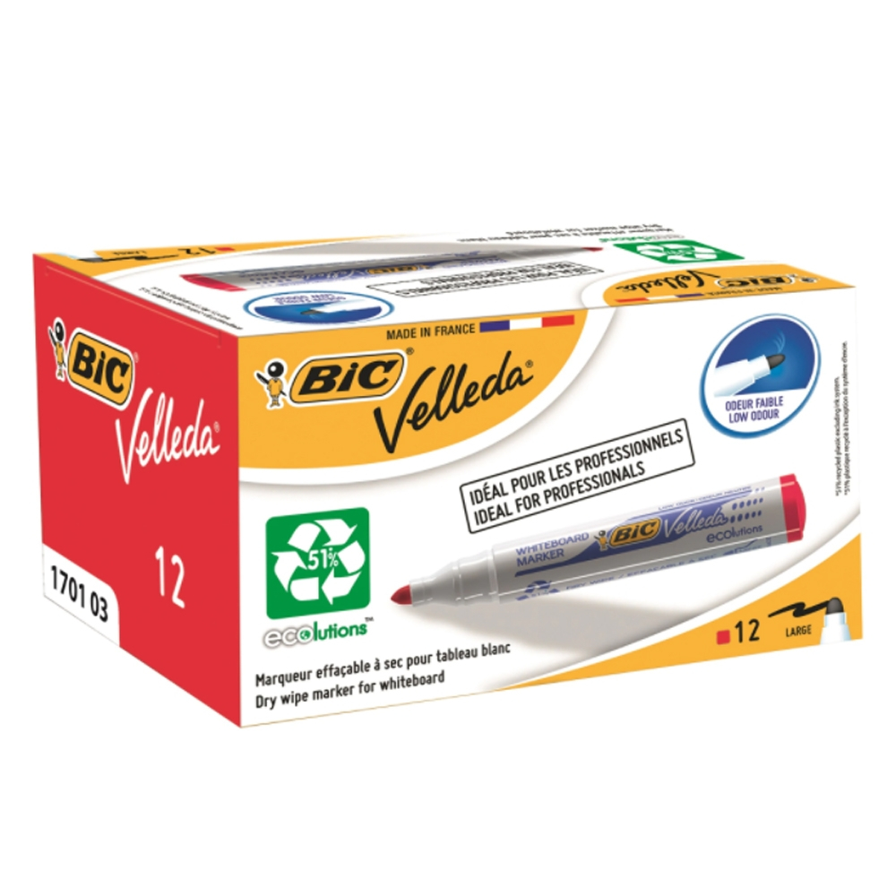Marker ECO Velleda 1701 rosu 12/cutie - BIC [3]