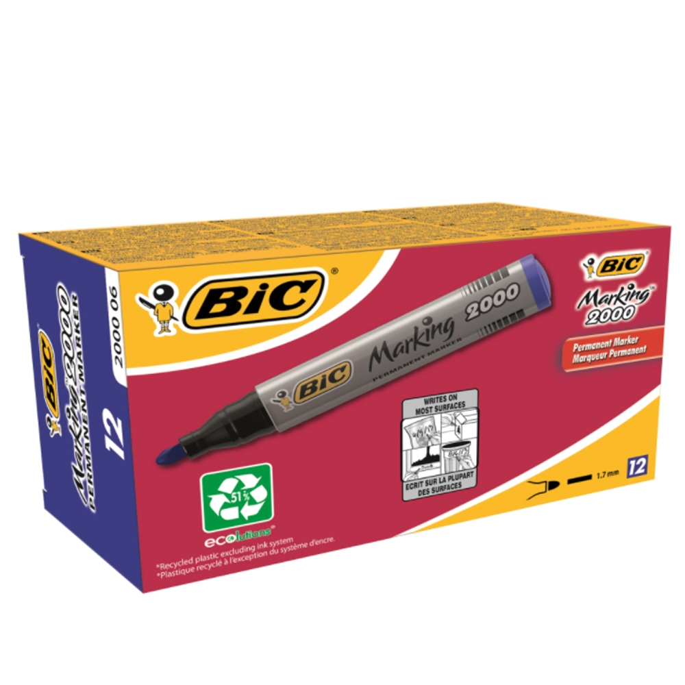Marker permanent 2000 albastru 12/cutie - BIC [2]