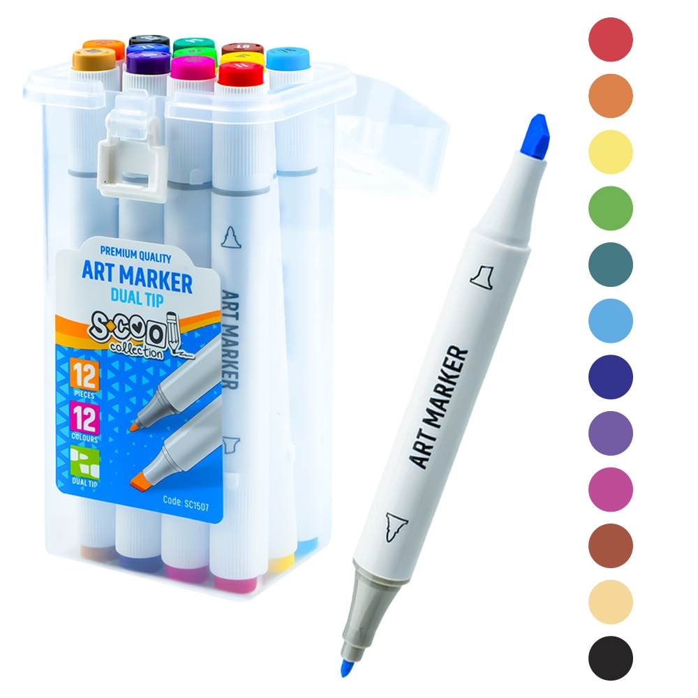 Markere cu 2 capete, 6mm-3mm, 12 cul/set - S-COOL [3]
