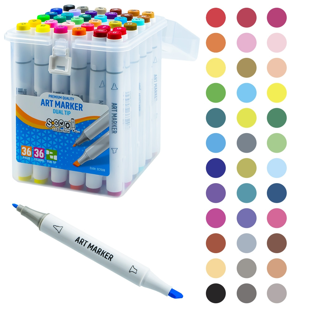 Markere cu 2 capete, 6mm-3mm, 36 cul/set - S-COOL [3]
