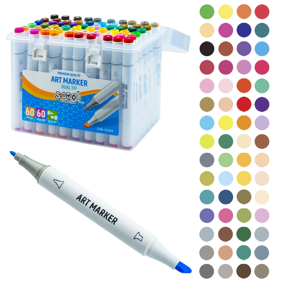 Markere cu 2 capete, 6mm-3mm, 60 cul/set - S-COOL [3]