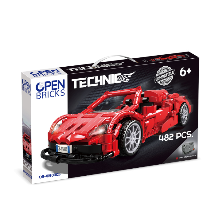 Masina sport rosie tip lego tehnic de constructie (482 piese) [1]