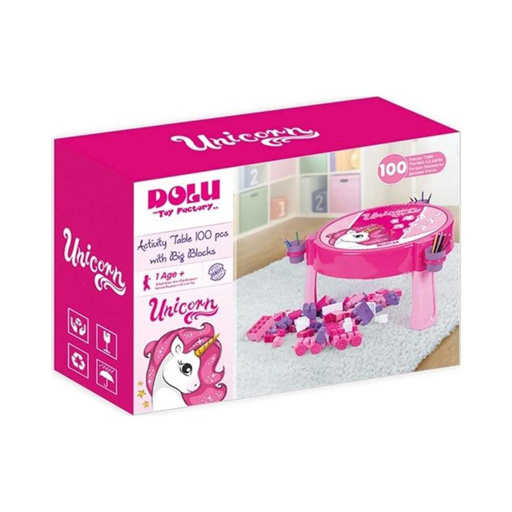 Masuta activitati, Roz - Unicorn + 100 cuburi, JUMBO - DOLU [3]