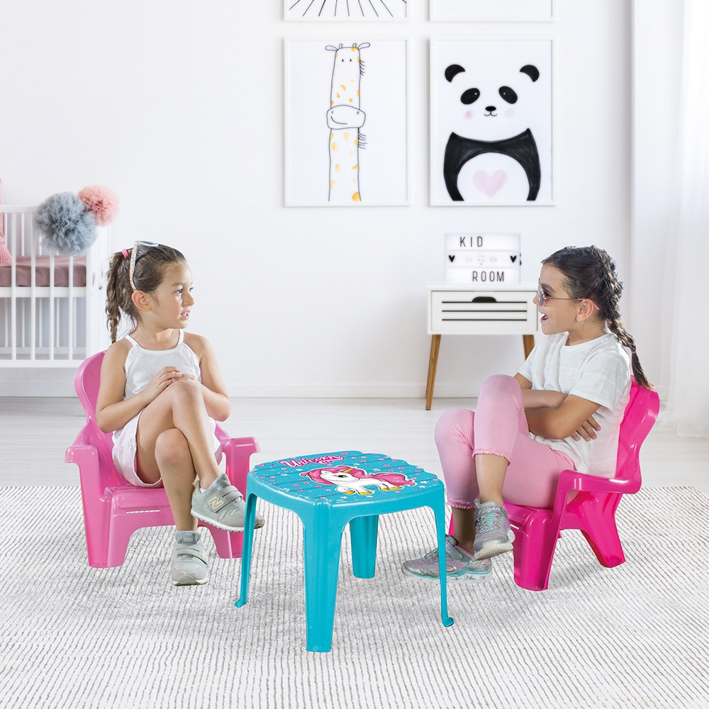 Masuta cu 2 scaunele, roz - Unicorn - Dolu [3]