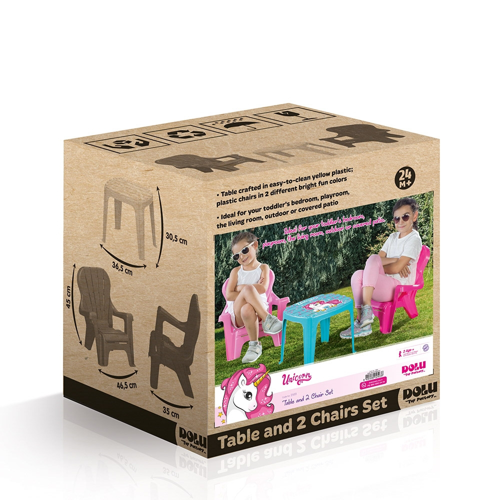 Masuta cu 2 scaunele, roz - Unicorn - Dolu [4]