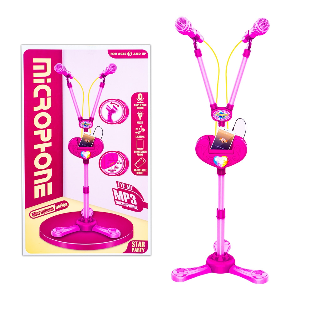 Microfon dublu cu baterii si suport, pentru fete [3]