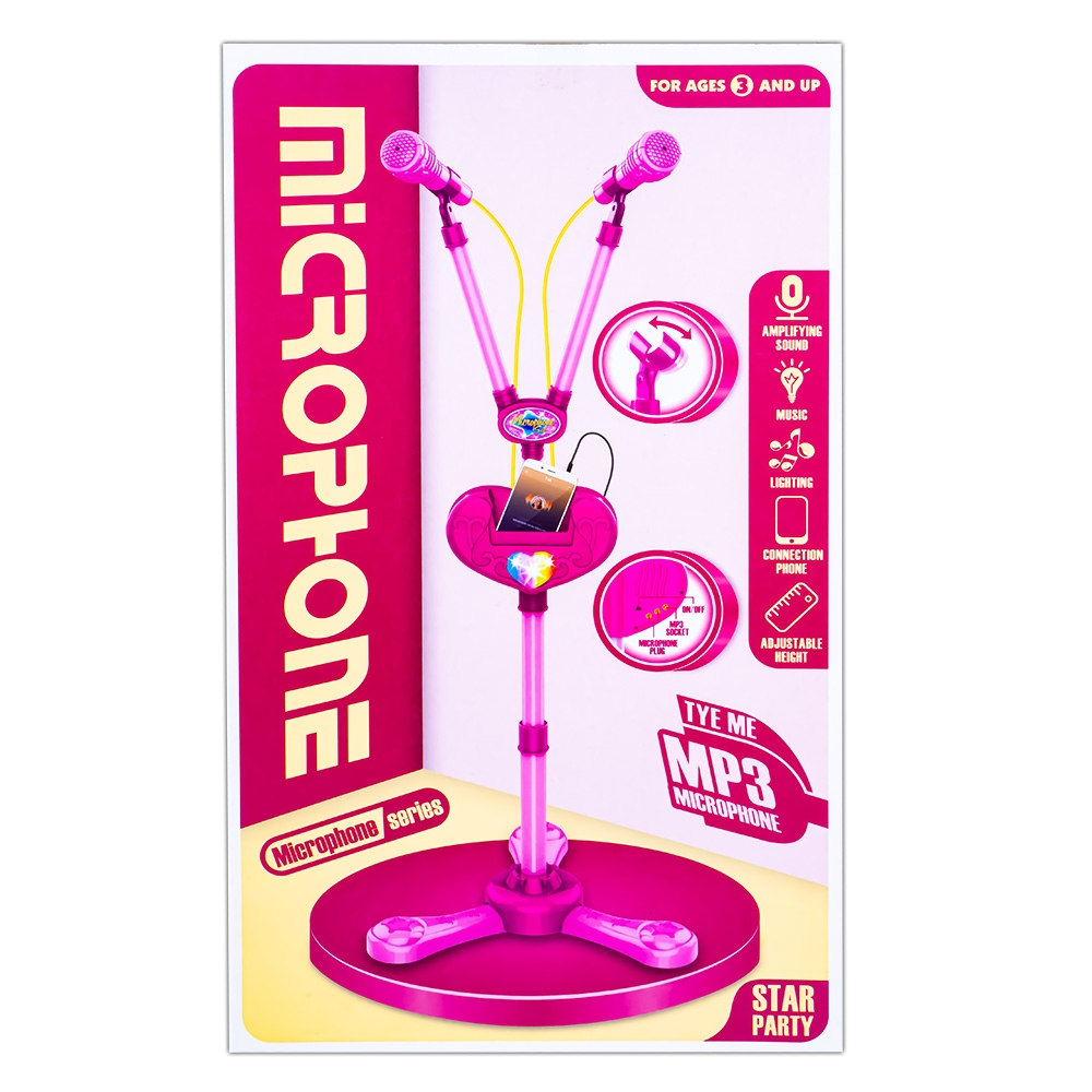 Microfon dublu cu baterii si suport, pentru fete [2]