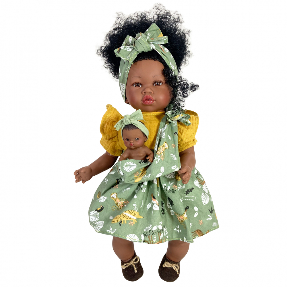 Papusa Nines D'Onil, Maria Afro, cu bebelus, cu miros de vanilie, 45 cm [1]