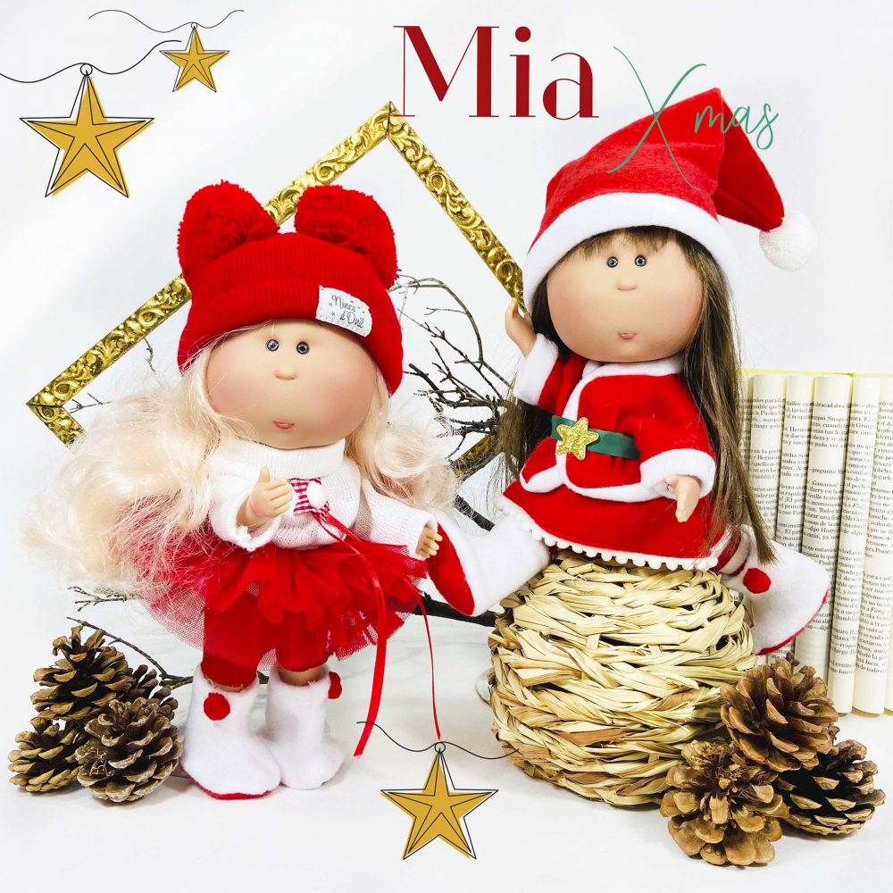 Papusa Nines D'Onil, Mia Craciun, cu parul saten, cu miros de vanilie, 30 cm [3]