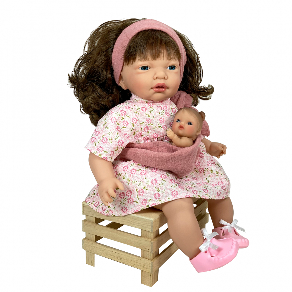 Papusa Nines D'Onil, Nines, cu parul saten, cu bebelus, cu miros de vanilie, 40 cm [1]