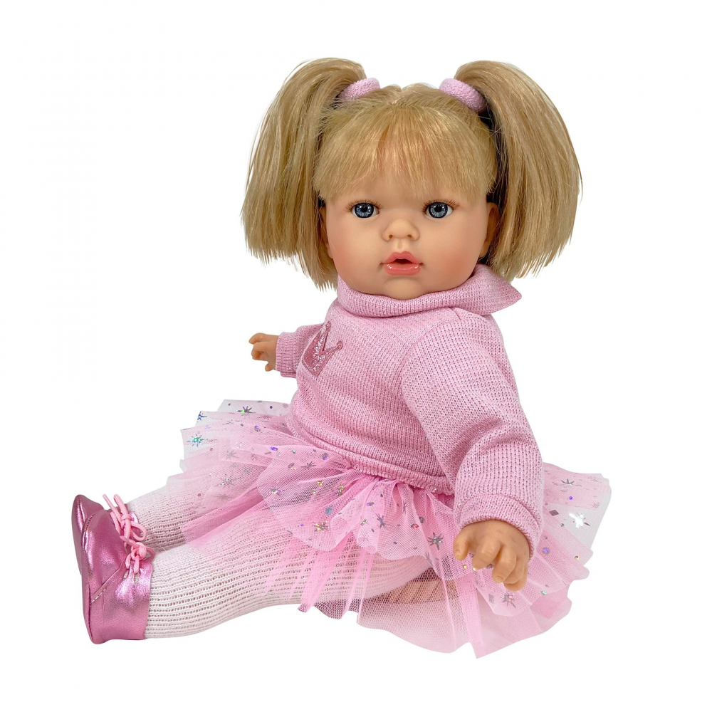 Papusa Nines D'Onil, Tita, cu parul blond, cu fusta plumeti roz, cu miros de vanilie, 45 cm [1]