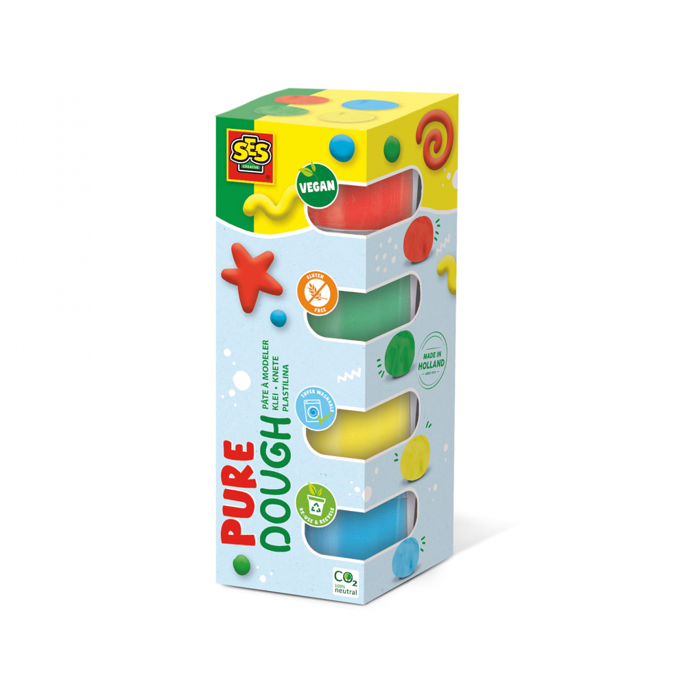 Plastilina colorata vegana pentru copii SES Pure 4 x 90 gr [1]