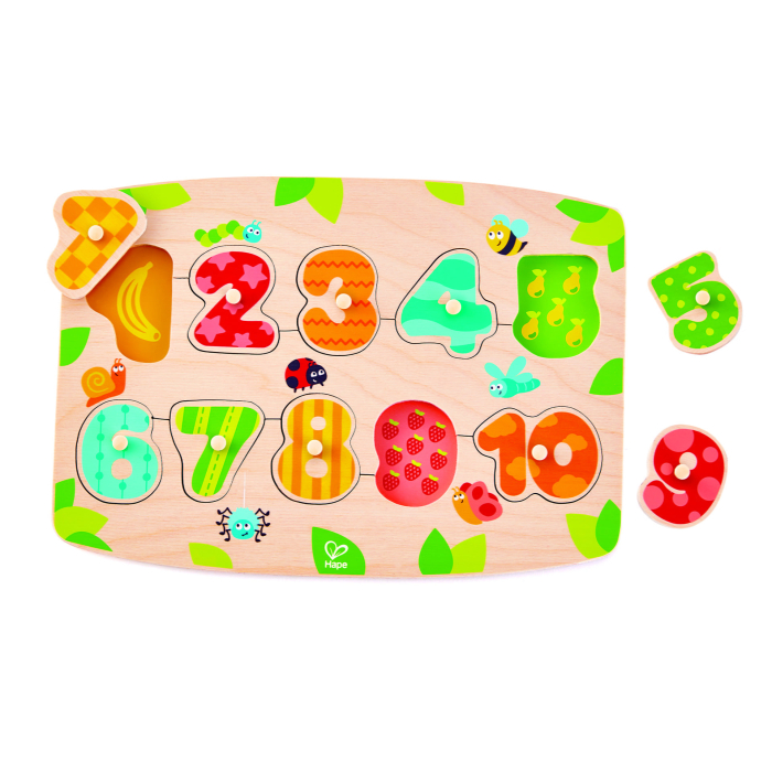 Puzzle din lemn cu butoni - Numere [1]