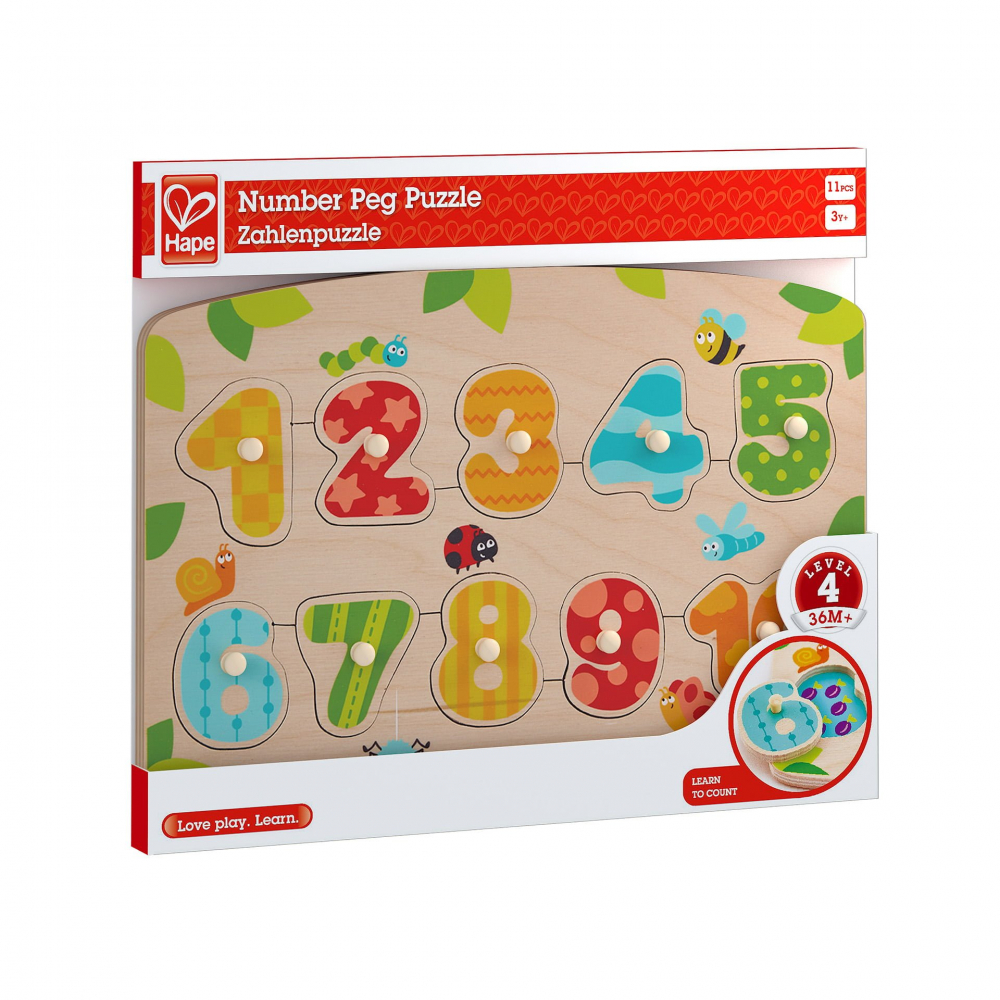 Puzzle din lemn cu butoni - Numere [2]