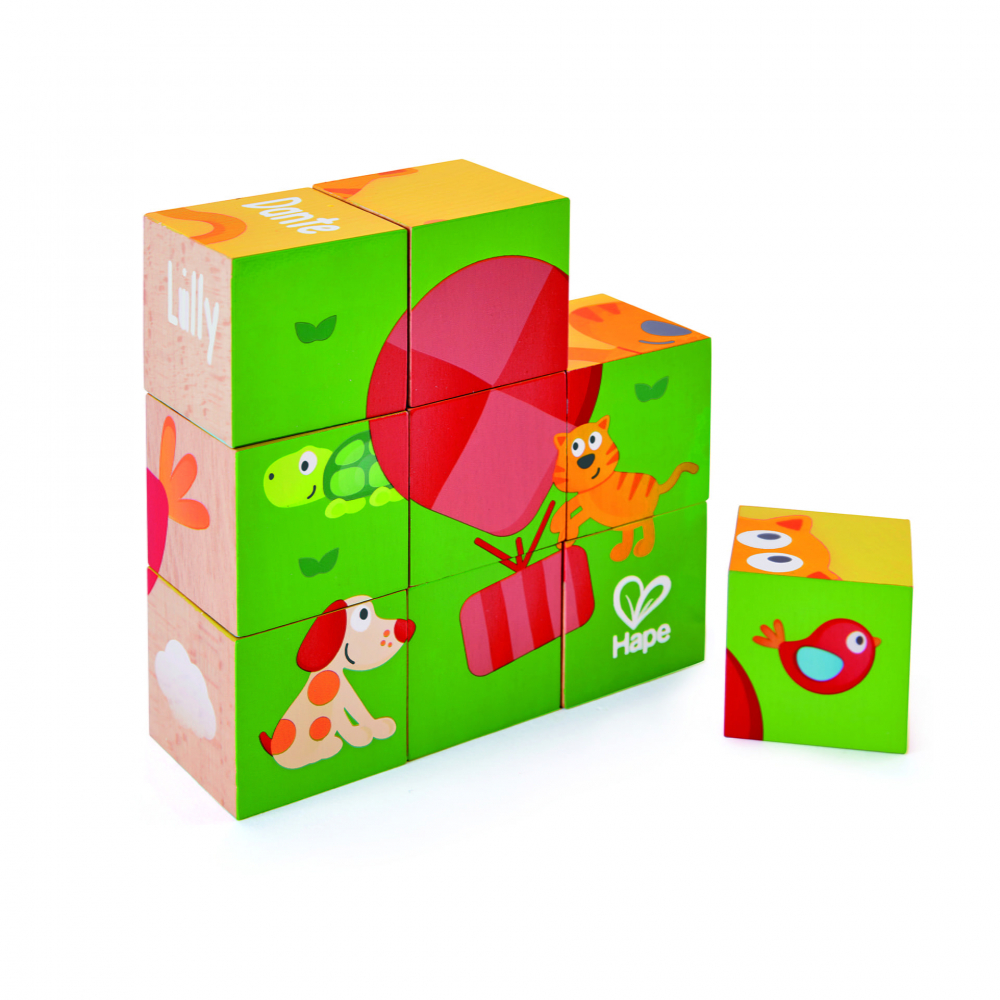 Puzzle din lemn cuburi - Animale 3 x 3 [1]