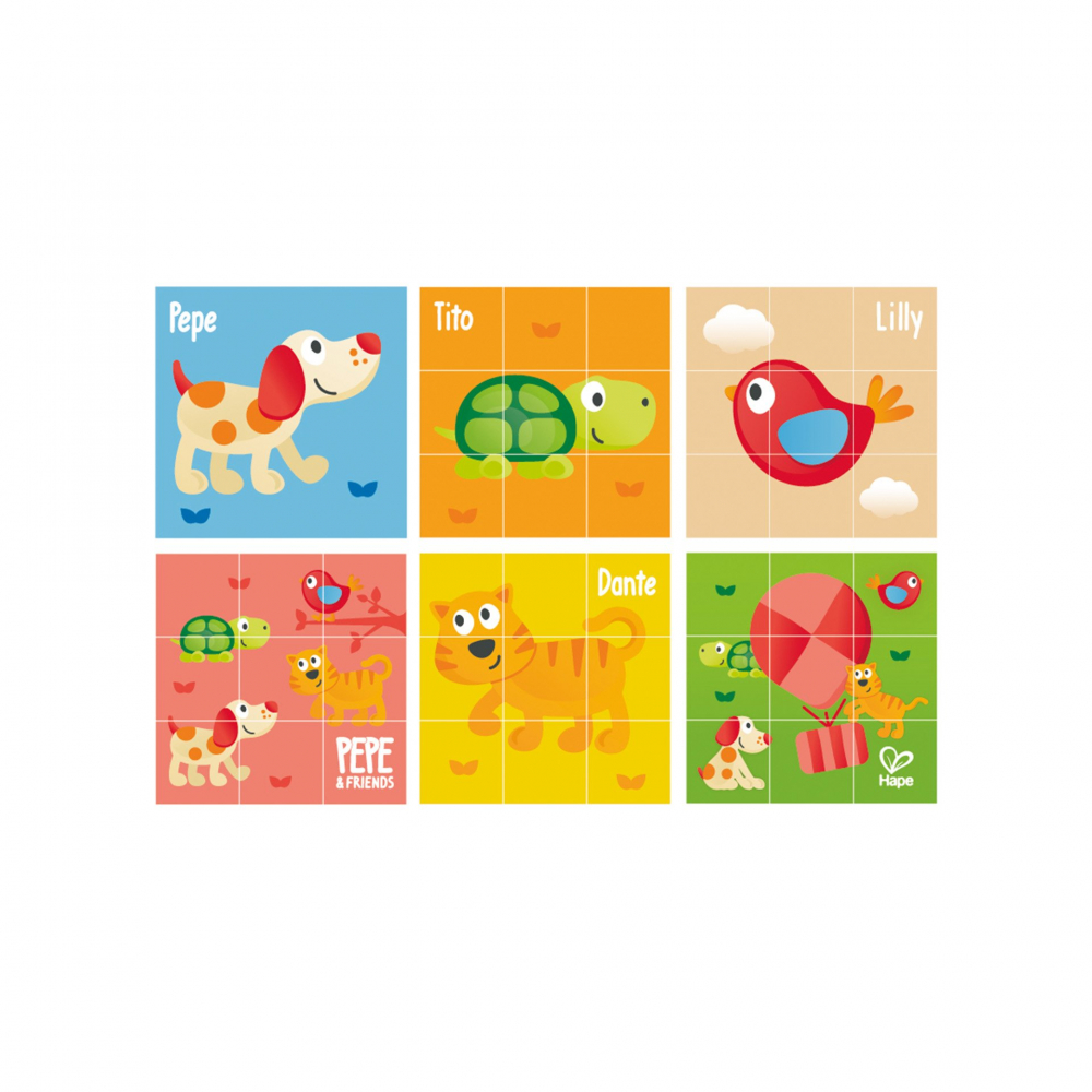 Puzzle din lemn cuburi - Animale 3 x 3 [2]