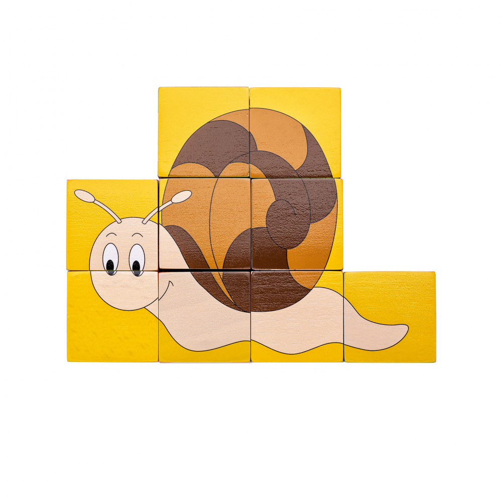 Puzzle din lemn cuburi - Animale colorate [5]