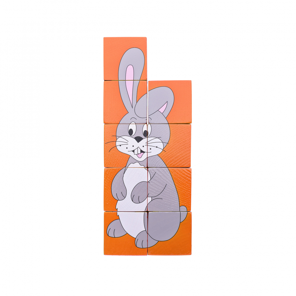 Puzzle din lemn cuburi - Animale colorate [6]