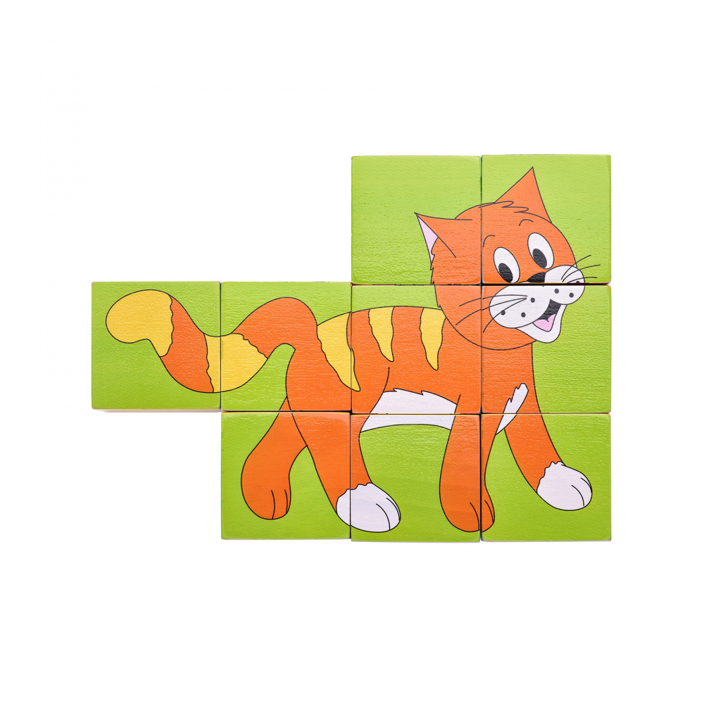 Puzzle din lemn cuburi - Animale colorate [4]