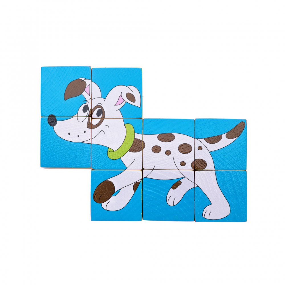 Puzzle din lemn cuburi - Animale colorate [7]