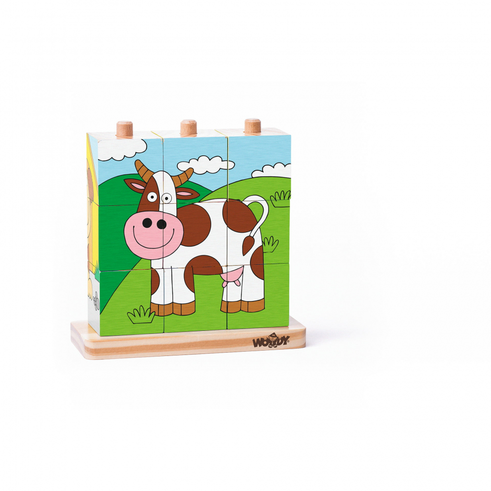 Puzzle din lemn cuburi - Imagini de stivuit 3 x 3 [1]