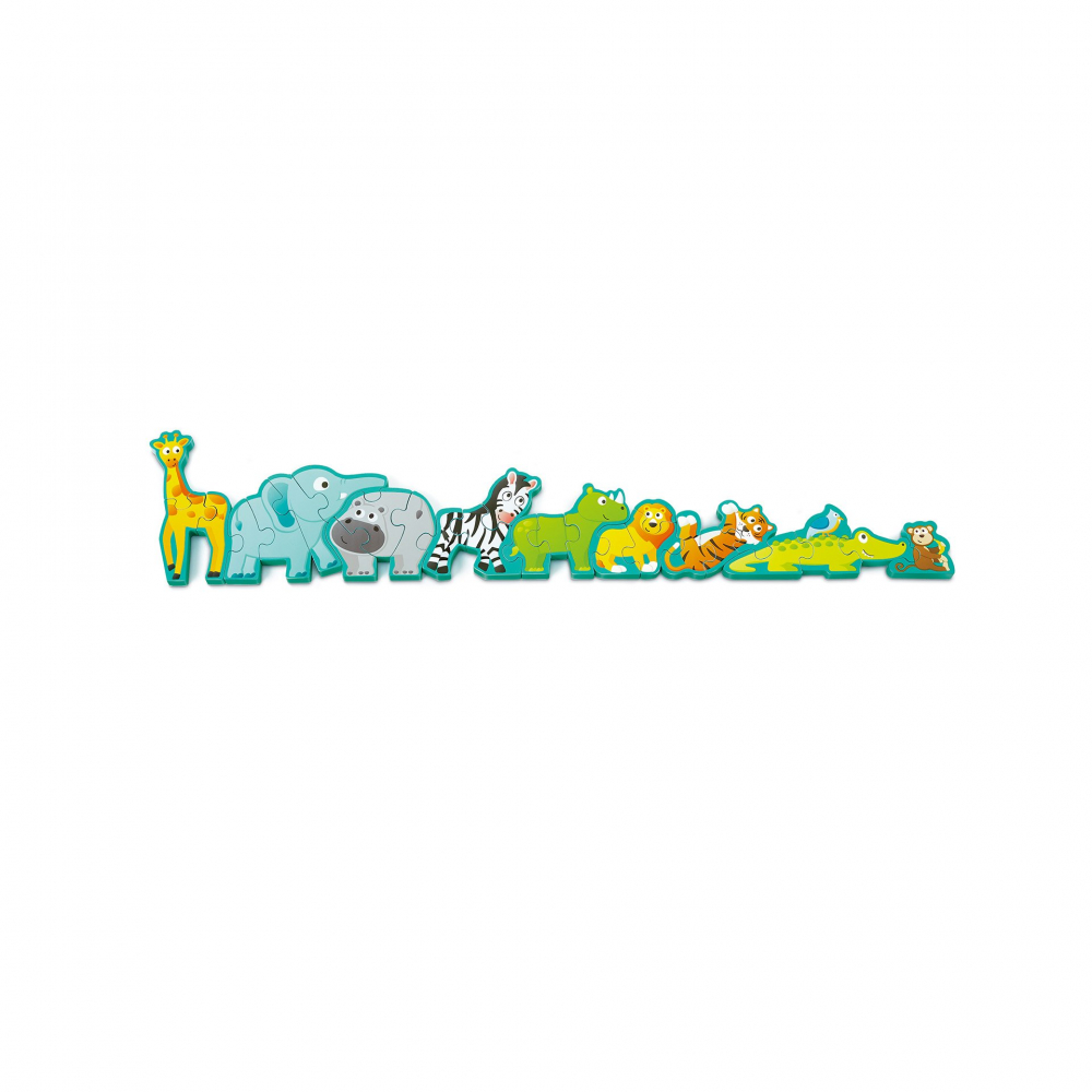 Puzzle din lemn pentru copii cu litere si animale salbatice [5]