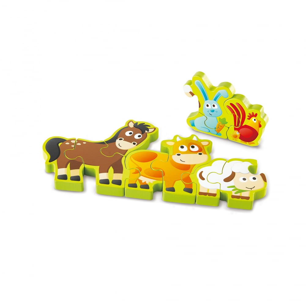 Puzzle din lemn pentru copii cu numere si animale de la ferma [1]