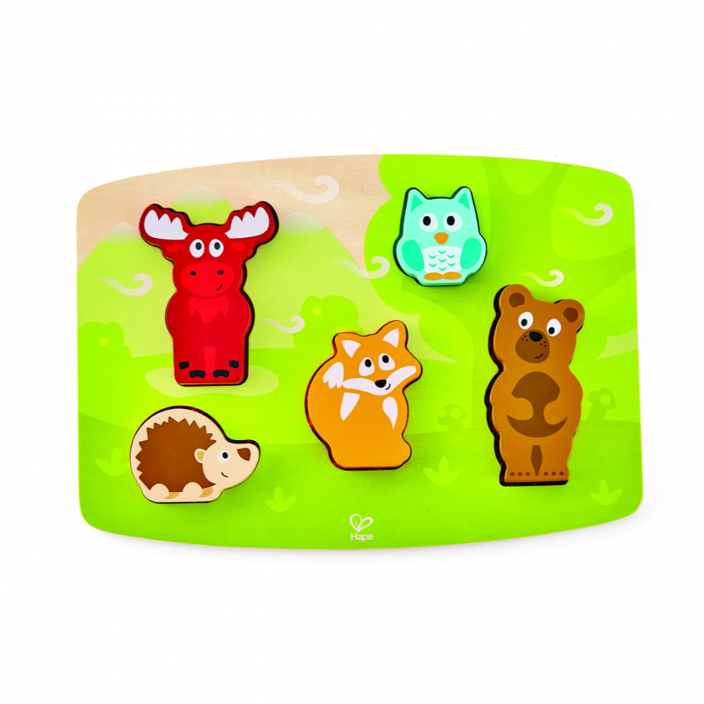 Puzzle din lemn tactil - Animale din padure [1]