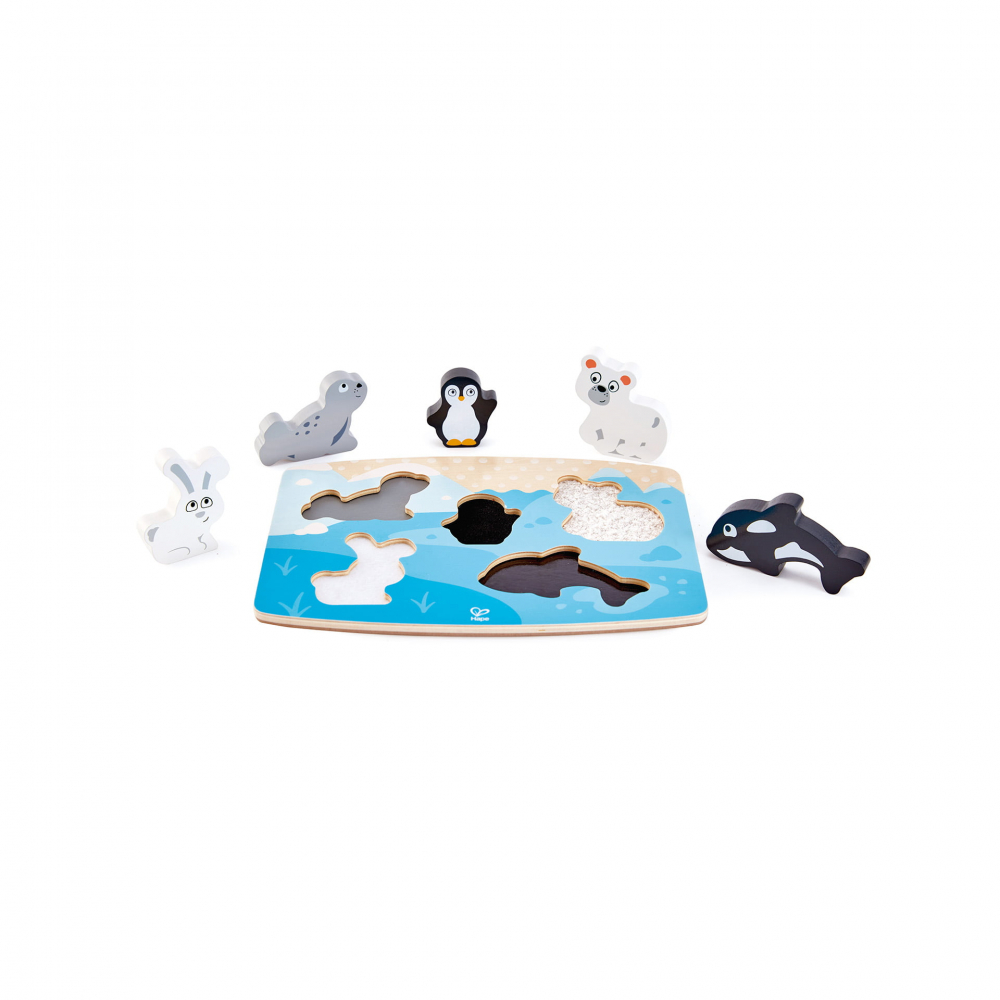 Puzzle din lemn tactil - Animale polare [3]