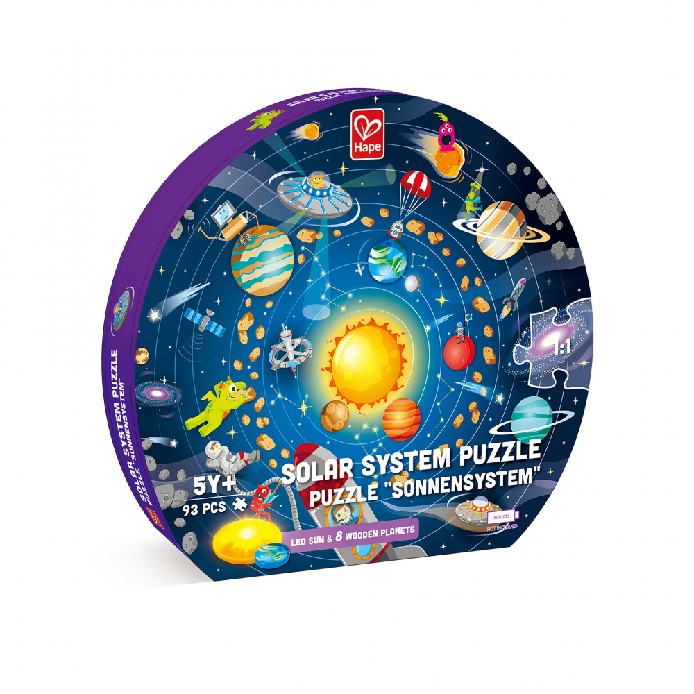 Puzzle Sistemul Solar pentru copii, cu led si planete din lemn (102 piese) [4]