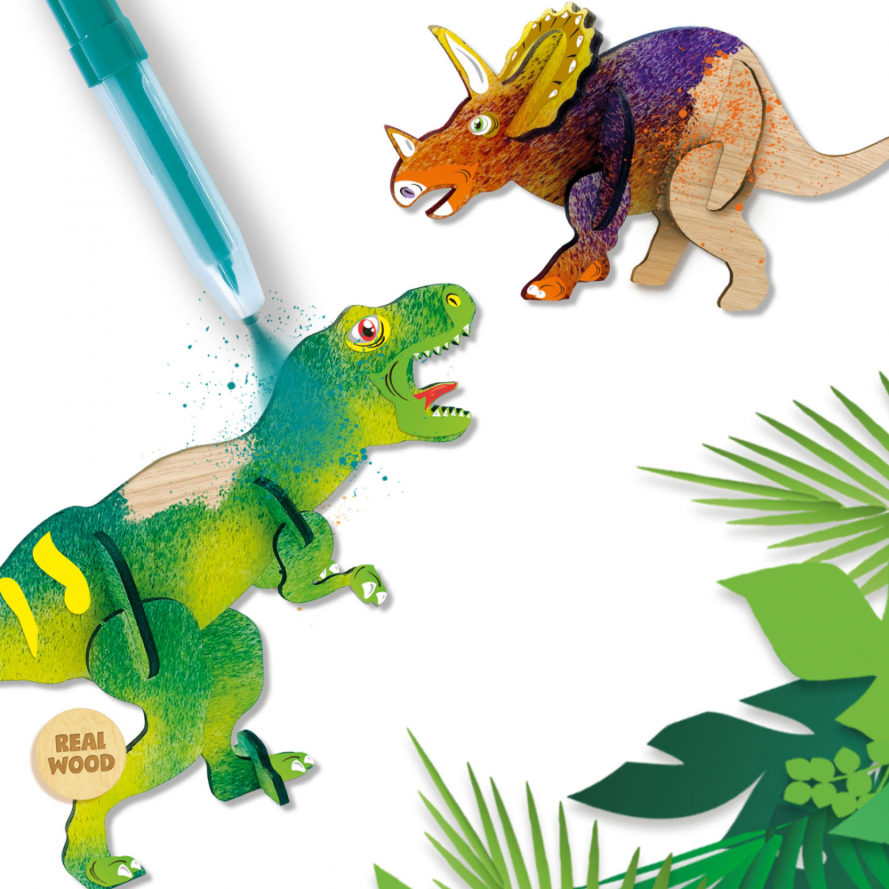 Set creativ - Desenez dinozauri din lemn cu markere cu aerograf [4]