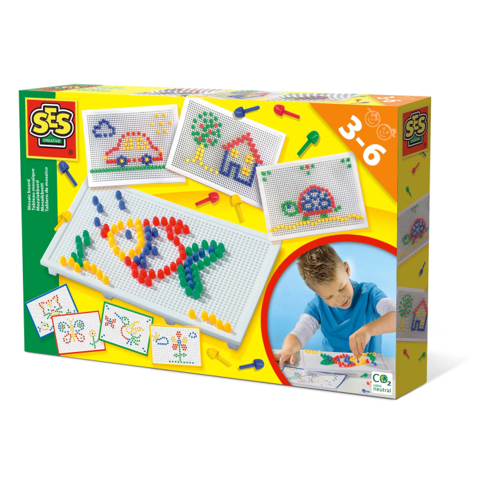 Set creativ mozaic - Tabla de jucarie mozaic cu pini colorati [1]