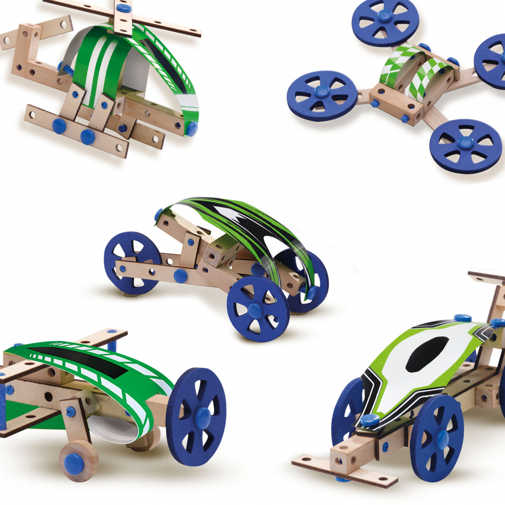 Set pentru copii de constructie vehicule din lemn (50 piese) [3]