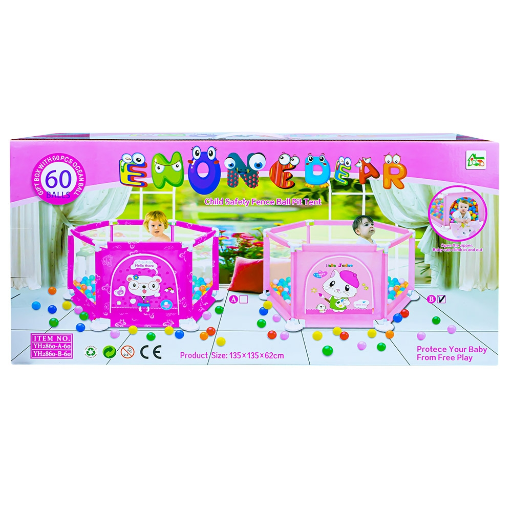 Tarc de joaca, fete + 50 mingiute, 135x135x62.6 cm [2]