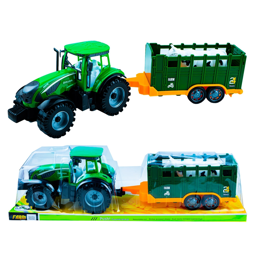 Tractor cu frictiune + remorca si figurina calut [2]